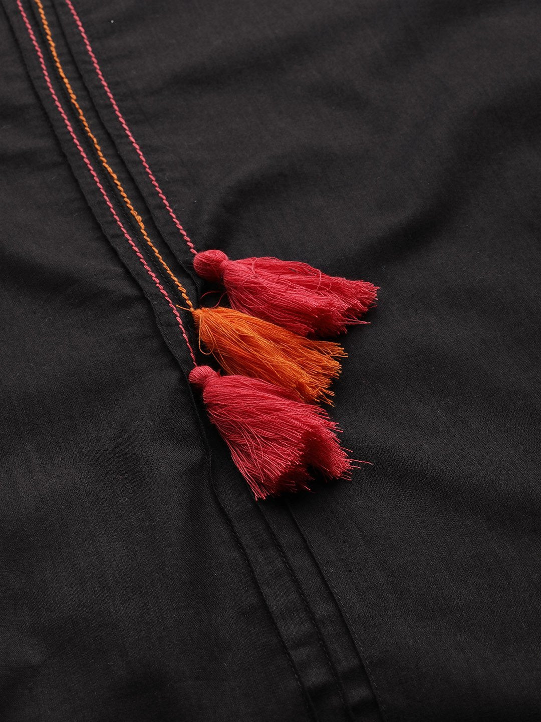 Women Black & Pink Solid Kurta With Trousers & Dupatta | LASVINI - Redefining Indian Fashion with Elegance