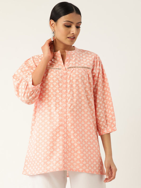 Women Pink And White Tunic | LASVINI - Redefining Indian Fashion with Elegance