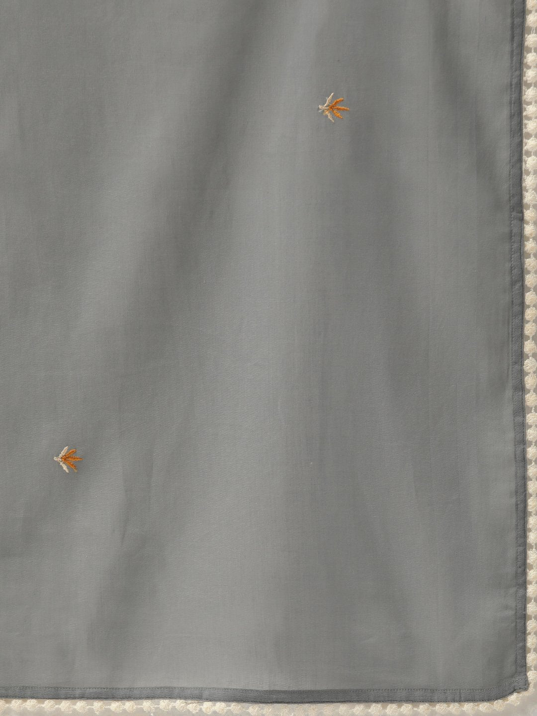 Women Grey & Orange Embroidered Kurta With Trousers & Dupatta | LASVINI - Redefining Indian Fashion with Elegance