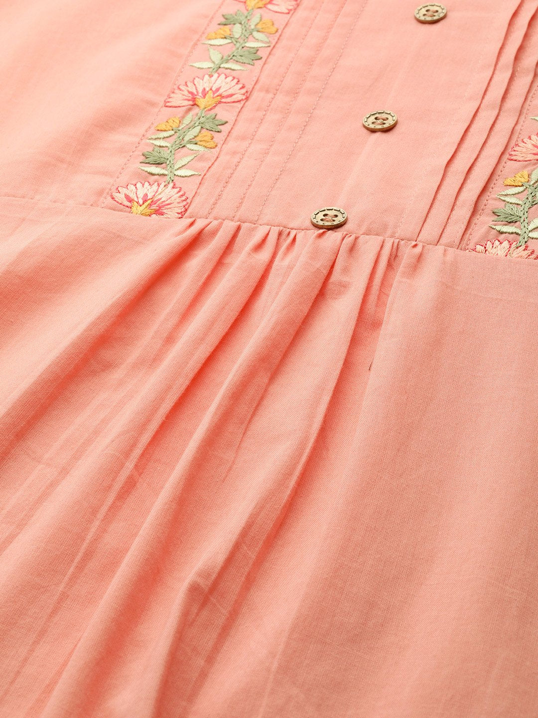 Women Peach-Coloured Embroidered Kurta With Palazzos & Dupatta | LASVINI - Redefining Indian Fashion with Elegance