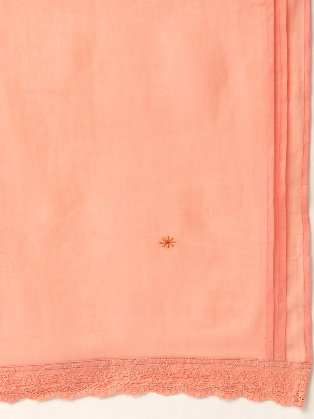 Women Peach-Coloured Embroidered Kurta With Palazzos & Dupatta | LASVINI - Redefining Indian Fashion with Elegance