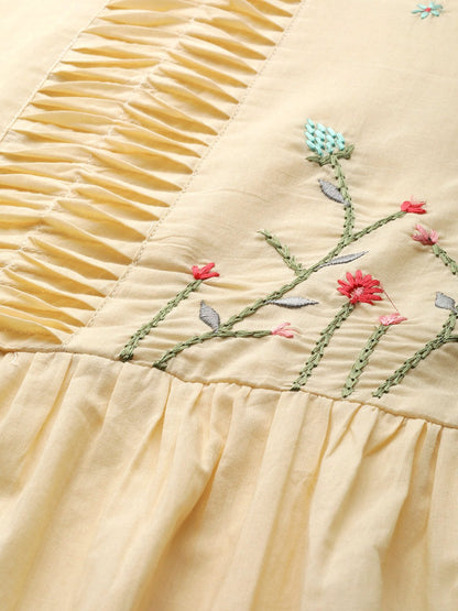 Women Cream-Coloured Yoke Design Kurta With Palazzos & Dupatta | LASVINI - Redefining Indian Fashion with Elegance