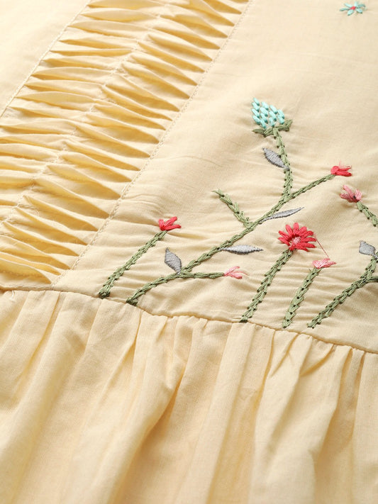 Women Cream-Coloured Yoke Design Kurta With Palazzos & Dupatta | LASVINI - Redefining Indian Fashion with Elegance