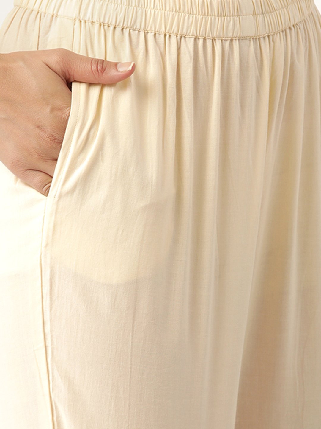 Women Cream-Coloured Yoke Design Kurta With Palazzos & Dupatta | LASVINI - Redefining Indian Fashion with Elegance