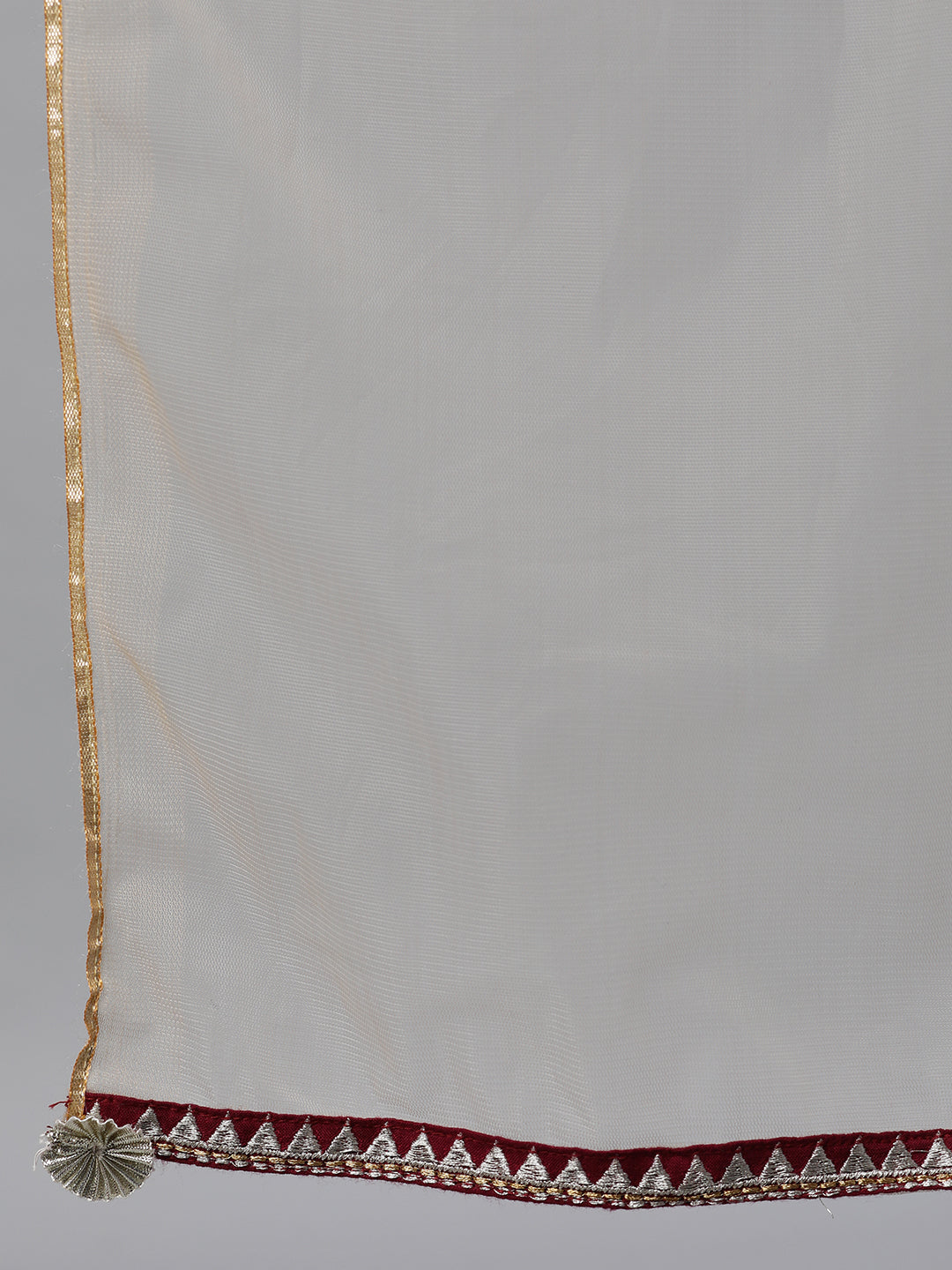 Women Maroon Solid Embroidered Mandarin Collar Viscose Rayon Maxi Dress With Dupatta | LASVINI - Redefining Indian Fashion with Elegance