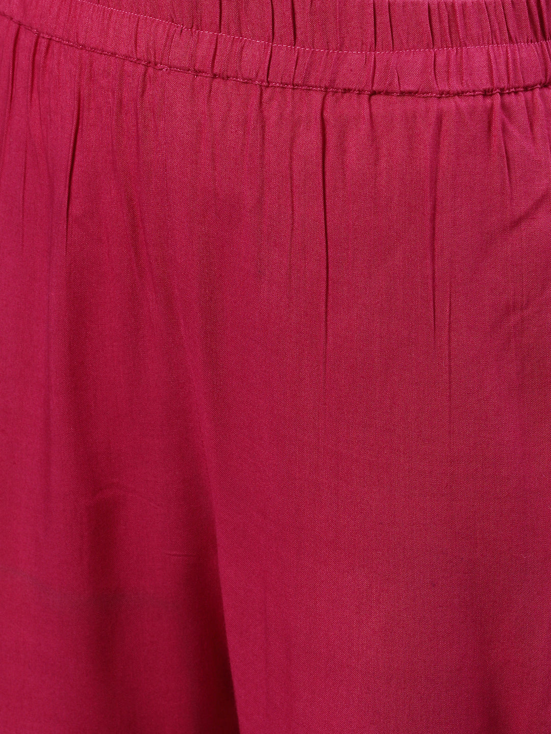 Women Burgundy Three-Quarter Sleeves Straight Kurta Palazzo With Dupatta | LASVINI - Redefining Indian Fashion with Elegance