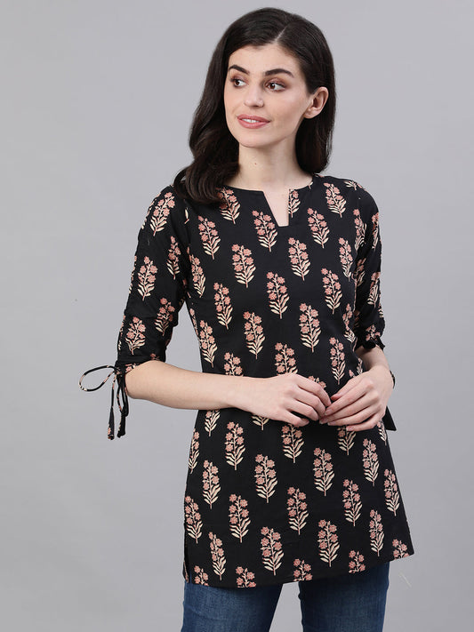 Women Black Three-Quarter Sleeves Tie-Ups Top | LASVINI - Redefining Indian Fashion with Elegance