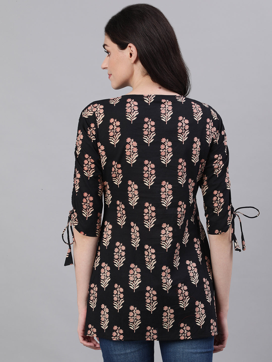 Women Black Three-Quarter Sleeves Tie-Ups Top | LASVINI - Redefining Indian Fashion with Elegance