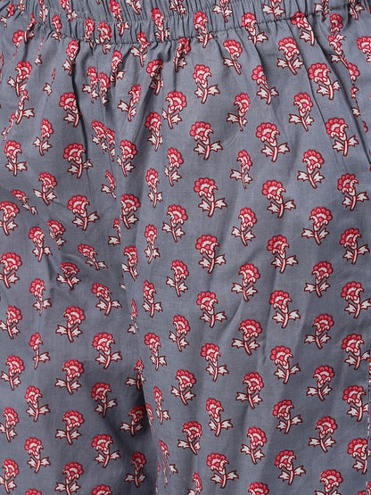 Women Grey Three-Quarter Sleeves Flared Kurta With Palazzo | LASVINI - Redefining Indian Fashion with Elegance