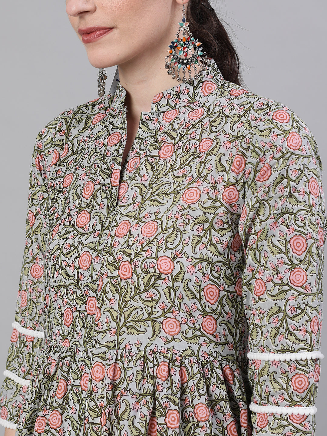 Women White Three-Quarter Sleeves Flared Kurta And Palazzo Set | LASVINI - Redefining Indian Fashion with Elegance