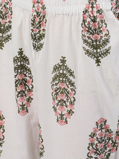 Women White Three-Quarter Sleeves Flared Kurta And Palazzo Set | LASVINI - Redefining Indian Fashion with Elegance