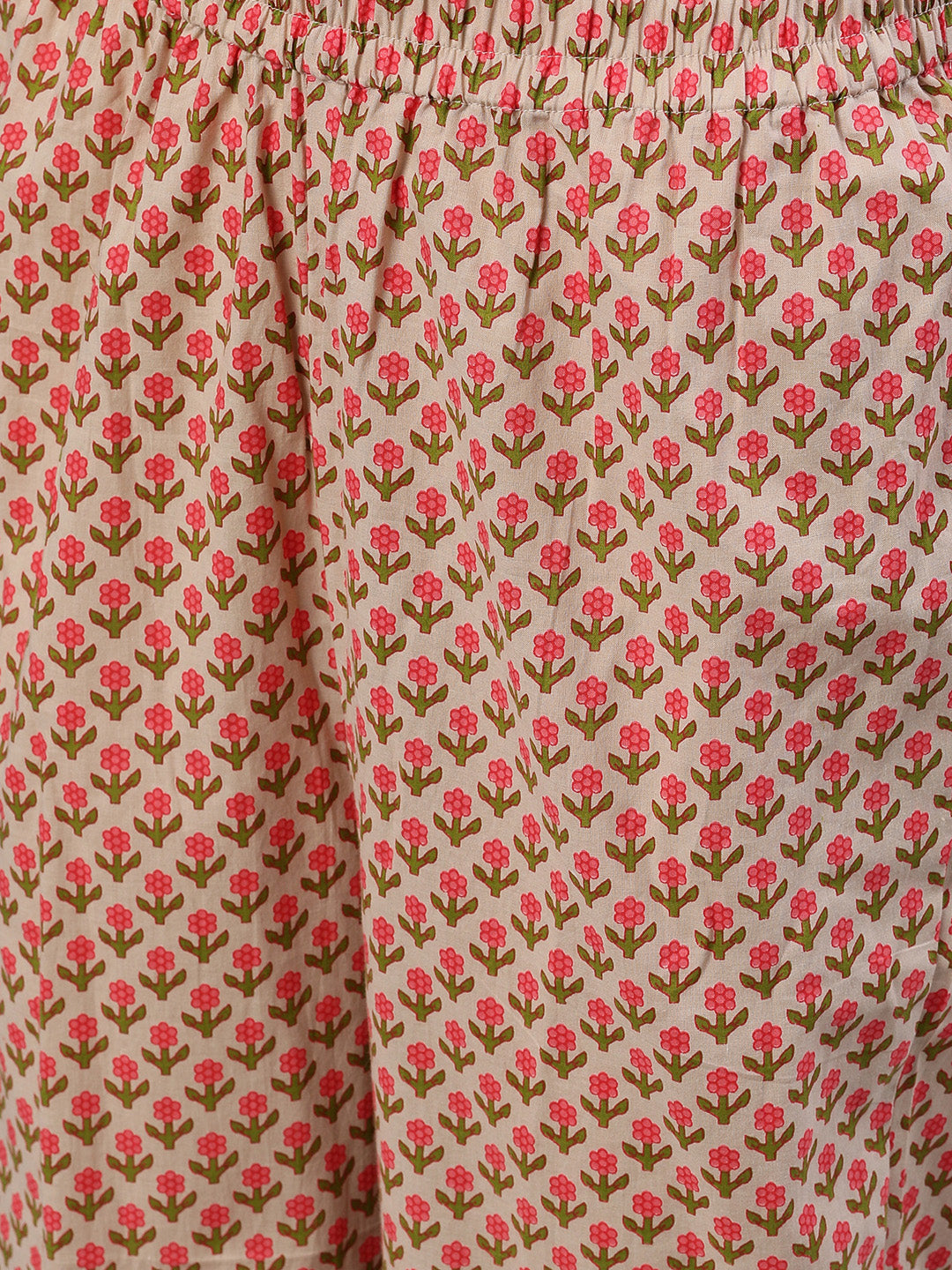 Women Beige Three-Quarter Sleeves Flared Kurta And Palazzo Set | LASVINI - Redefining Indian Fashion with Elegance