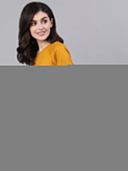 Women Mustard Long Sleeves Gathered Or Pleated Top | LASVINI - Redefining Indian Fashion with Elegance