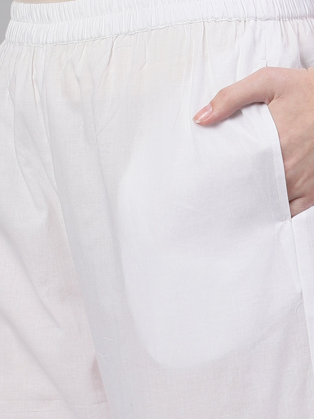 Women White Trouser With Lace Detailing | LASVINI - Redefining Indian Fashion with Elegance