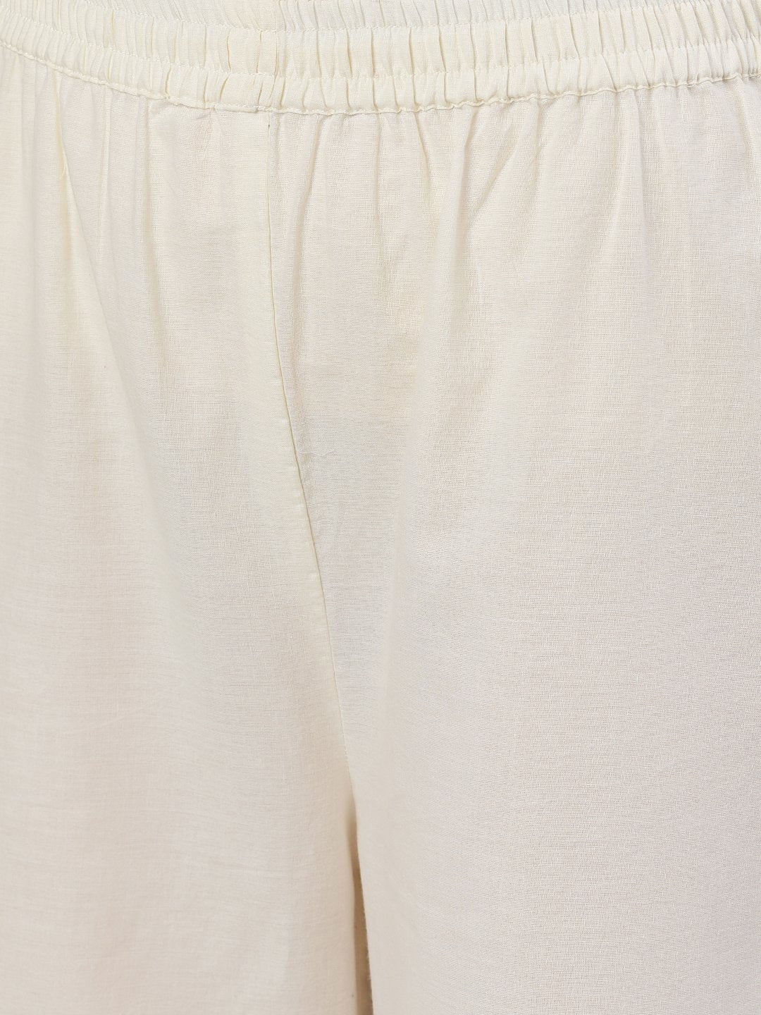 Women Off White Trouser With Border Print | LASVINI - Redefining Indian Fashion with Elegance