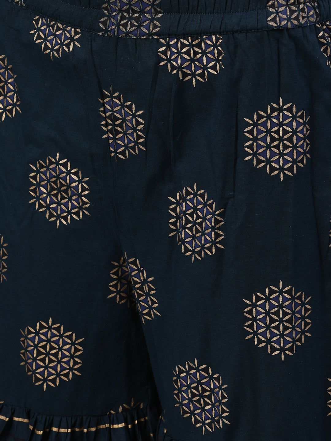 Women Navy Blue Three-Quarter Sleeves Straight Kurta And Palazzo Set | LASVINI - Redefining Indian Fashion with Elegance