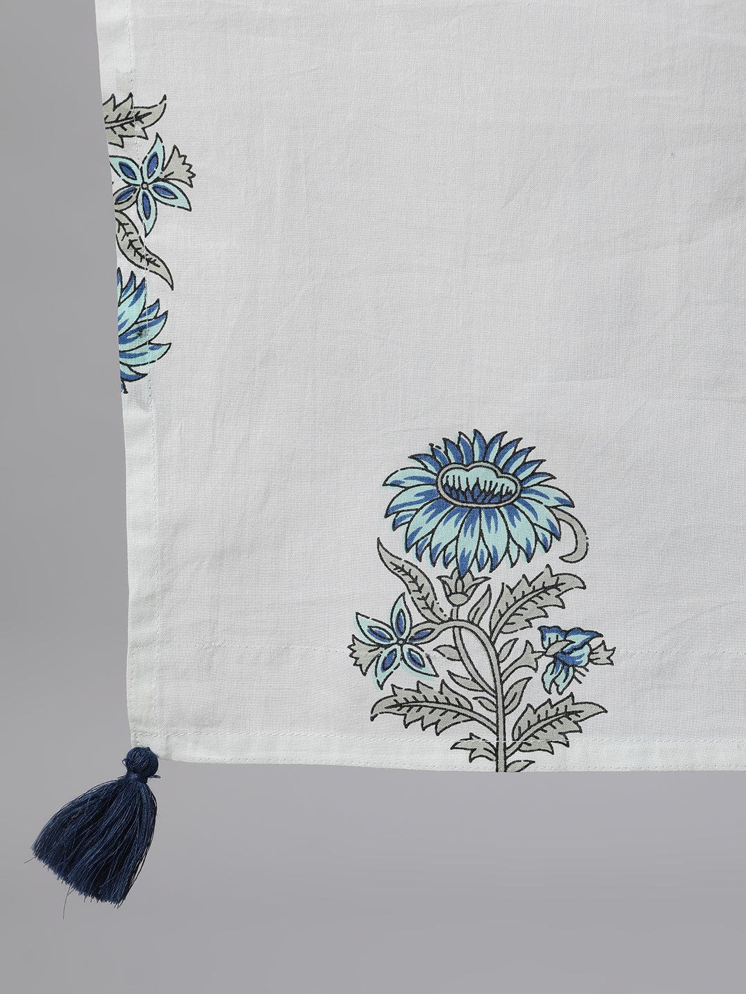 Women White Ethnic Motifs Printed V-Neck Cotton Maxi Dress With Dupatta | LASVINI - Redefining Indian Fashion with Elegance