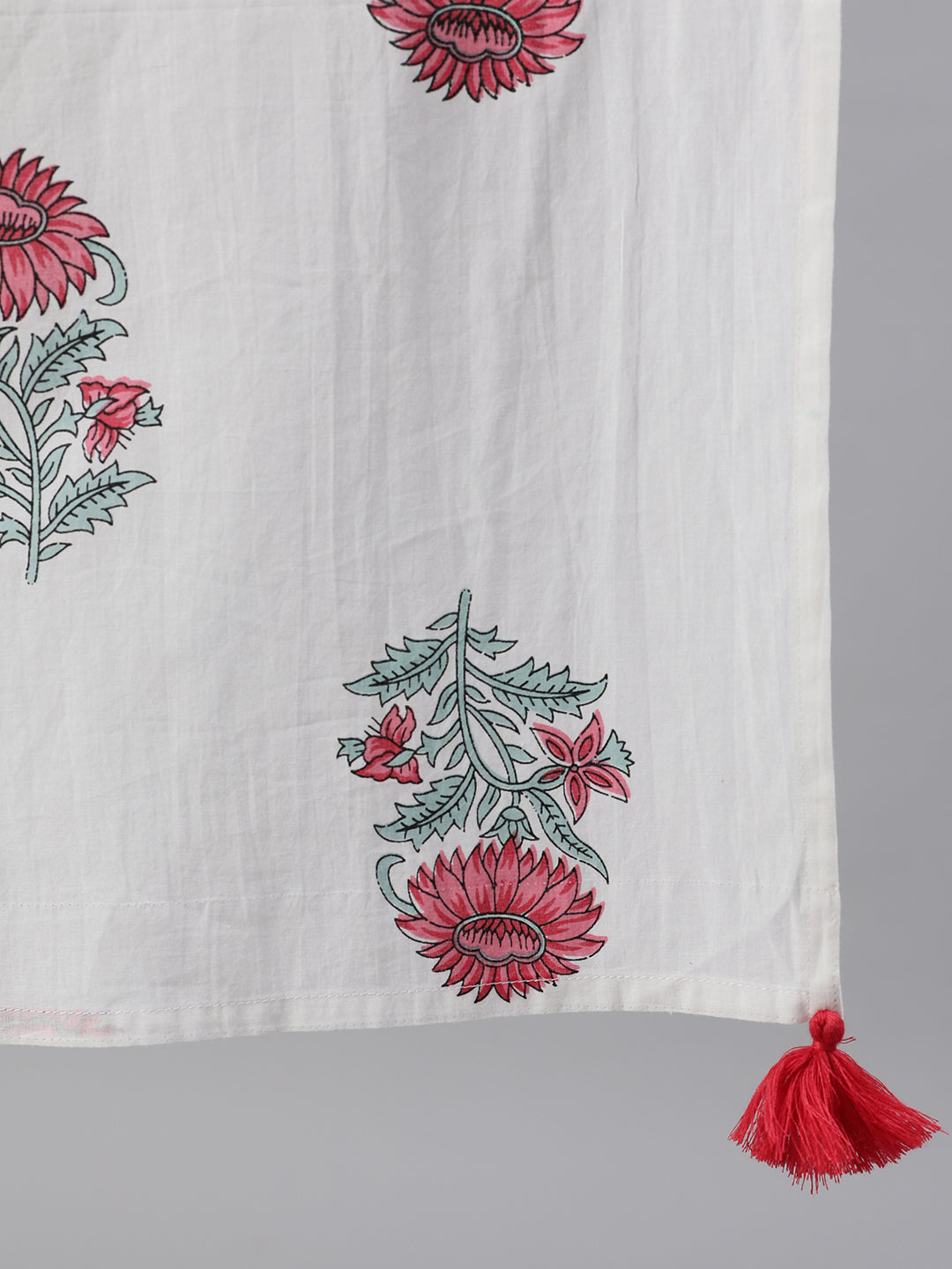 Women White Ethnic Motifs Printed V-Neck Cotton Maxi Dress With Dupatta | LASVINI - Redefining Indian Fashion with Elegance