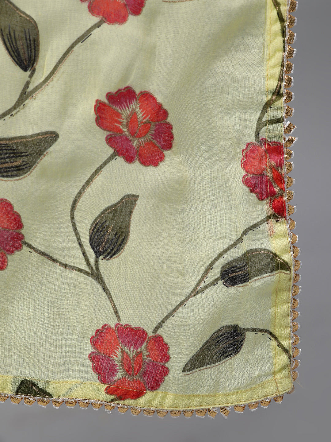 Women Yellow Solid Solid Round Neck Cotton Maxi Dress With Dupatta | LASVINI - Redefining Indian Fashion with Elegance