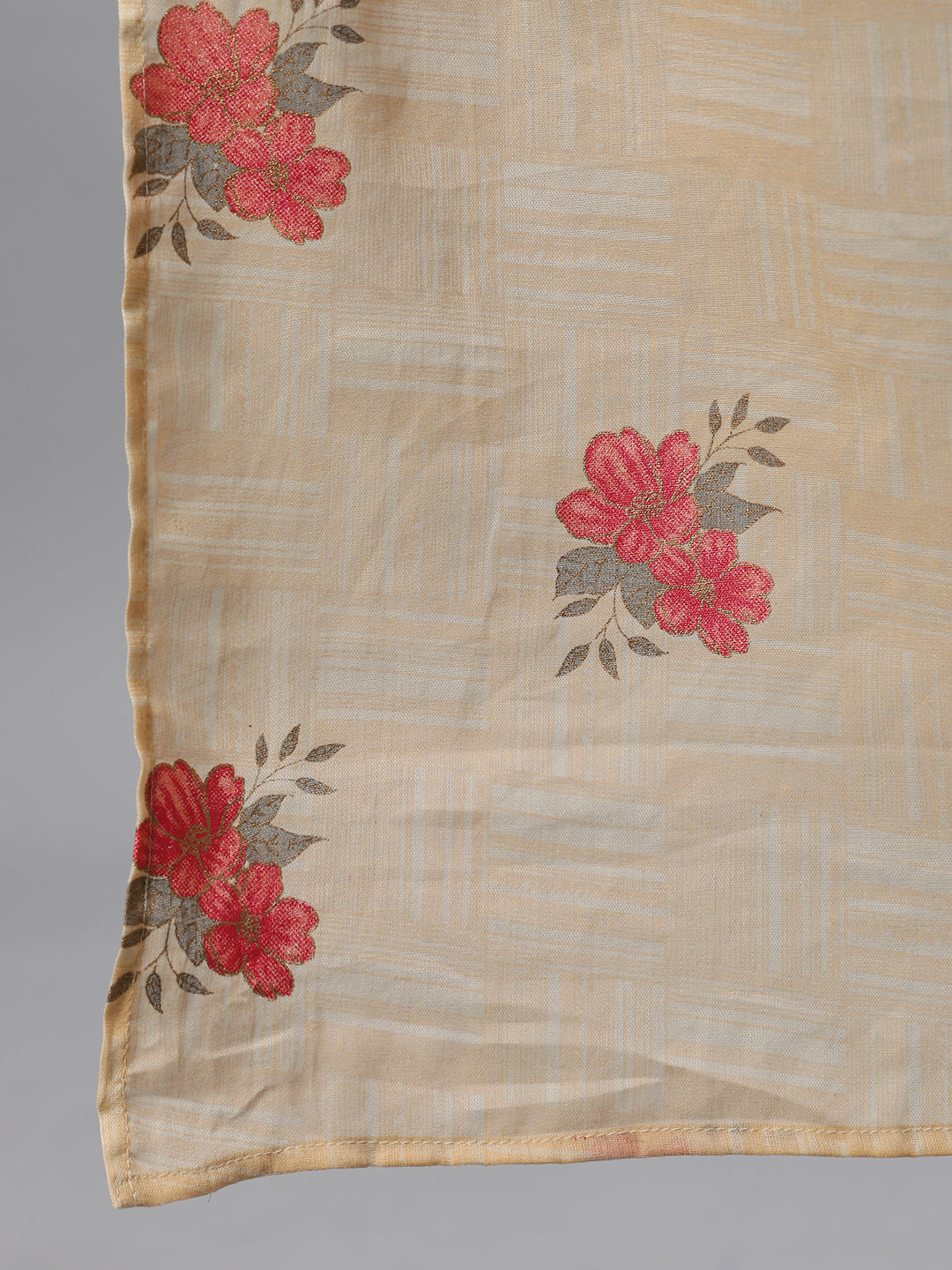 Women Red Floral Embroidered V-Neck Cotton Maxi Dress With Dupatta | LASVINI - Redefining Indian Fashion with Elegance