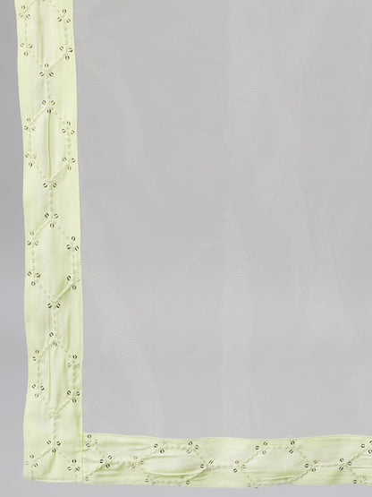 Women Lime Yellow Three-Quarter Sleeves Straight Kurta Skirt Set With Dupatta | LASVINI - Redefining Indian Fashion with Elegance