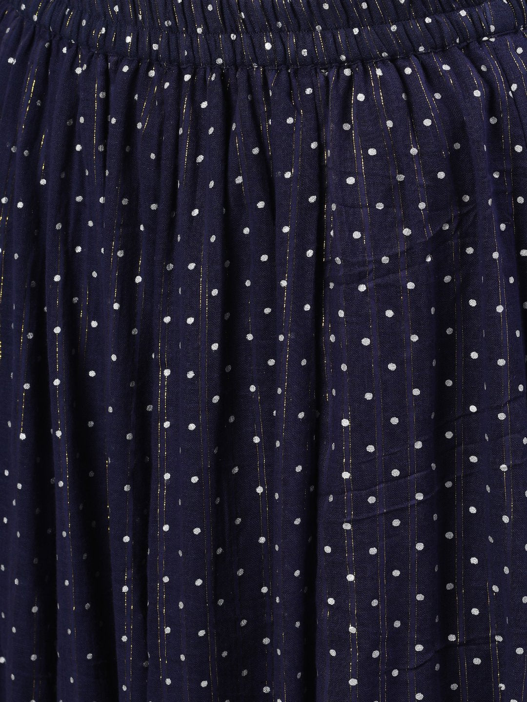 Women Navy Blue Polka Dot Printed Maxi Skirt | LASVINI - Redefining Indian Fashion with Elegance