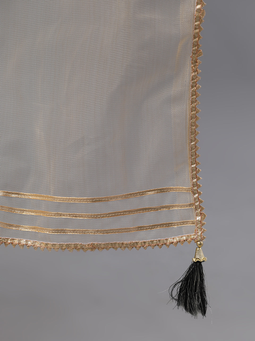 Women Black Floral Solid Round Neck Viscose Rayon Maxi Dress With Dupatta | LASVINI - Redefining Indian Fashion with Elegance