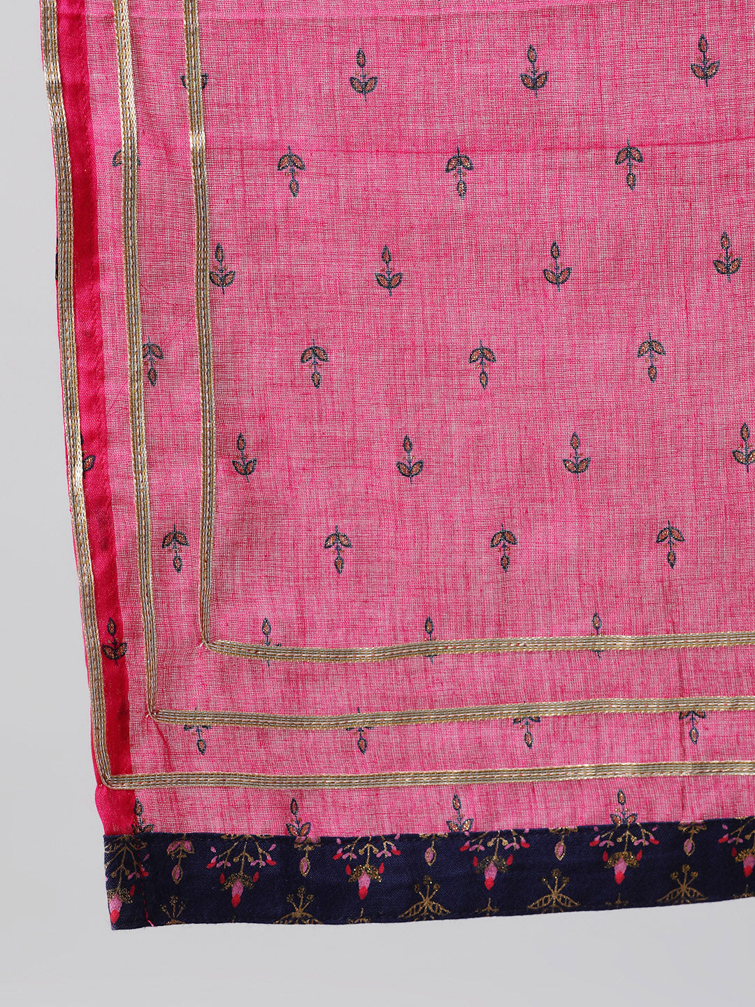 Women Navy Blue Three-Quarter Sleeves Straight Kurta Skirt With Dupatta | LASVINI - Redefining Indian Fashion with Elegance