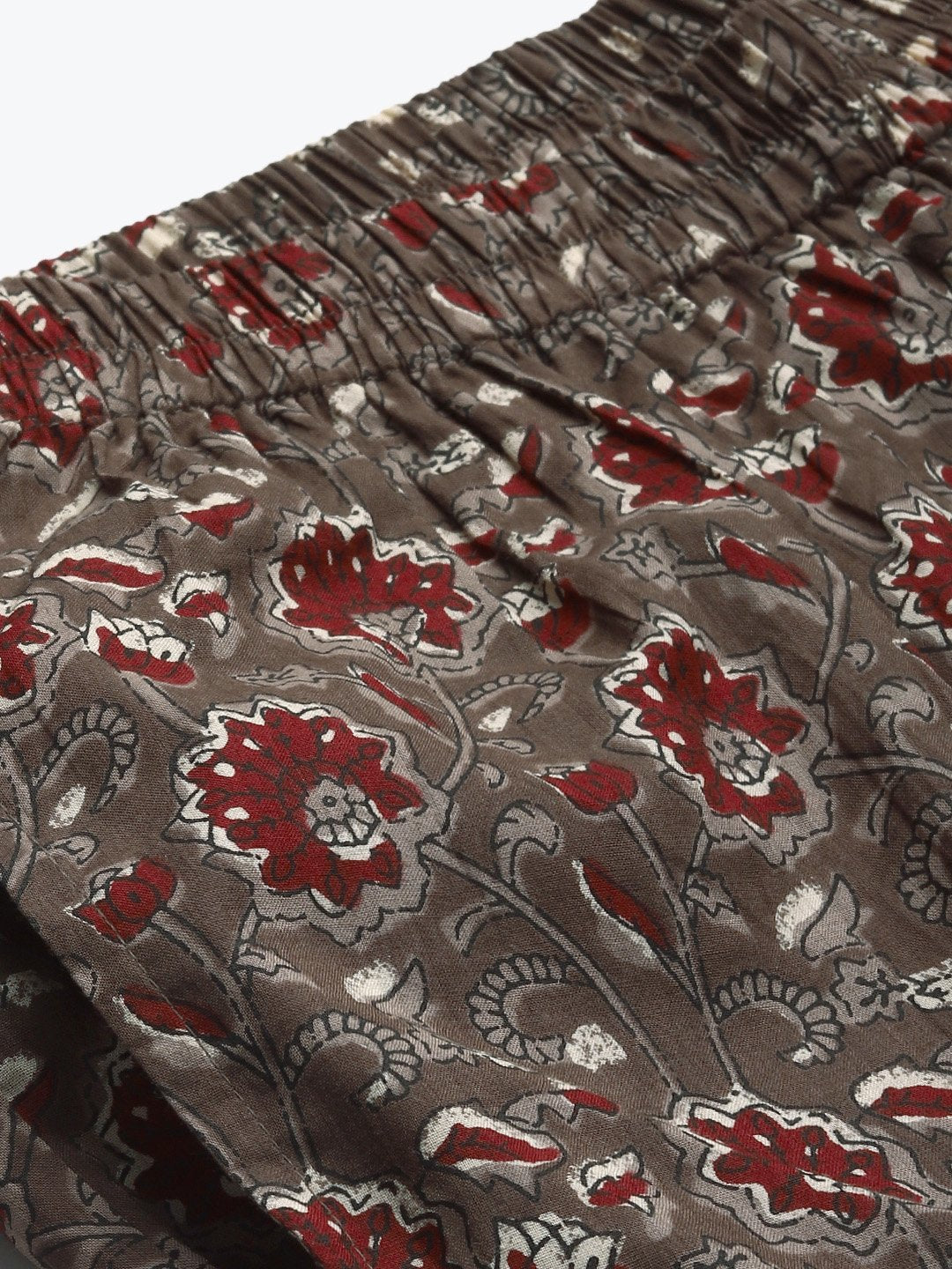 Womens Taupe & Maroon Printed Night Suit | LASVINI - Redefining Indian Fashion with Elegance