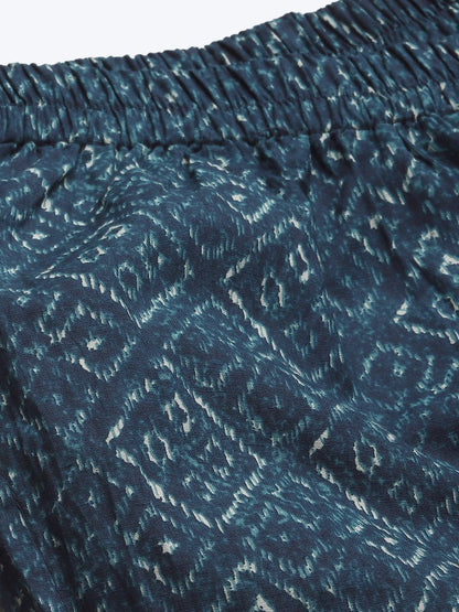 Womens Indigo Printed Night Suit | LASVINI - Redefining Indian Fashion with Elegance