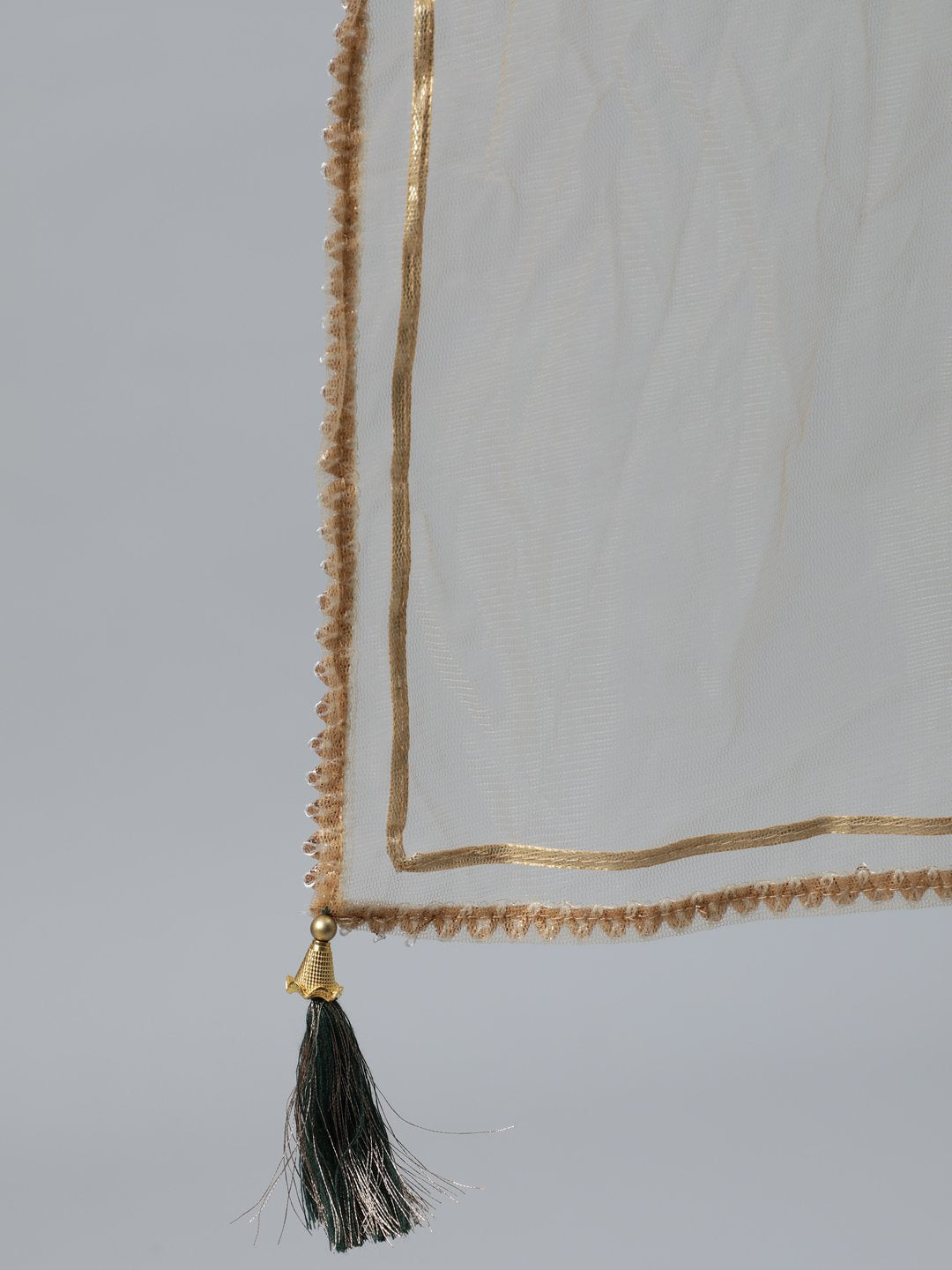 Women Green Foil Printed Maxi Dress With Embroidered Net Dupatta | LASVINI - Redefining Indian Fashion with Elegance