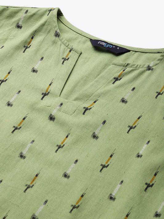 Womens Olive Green Ikat Printed Night Suit | LASVINI - Redefining Indian Fashion with Elegance