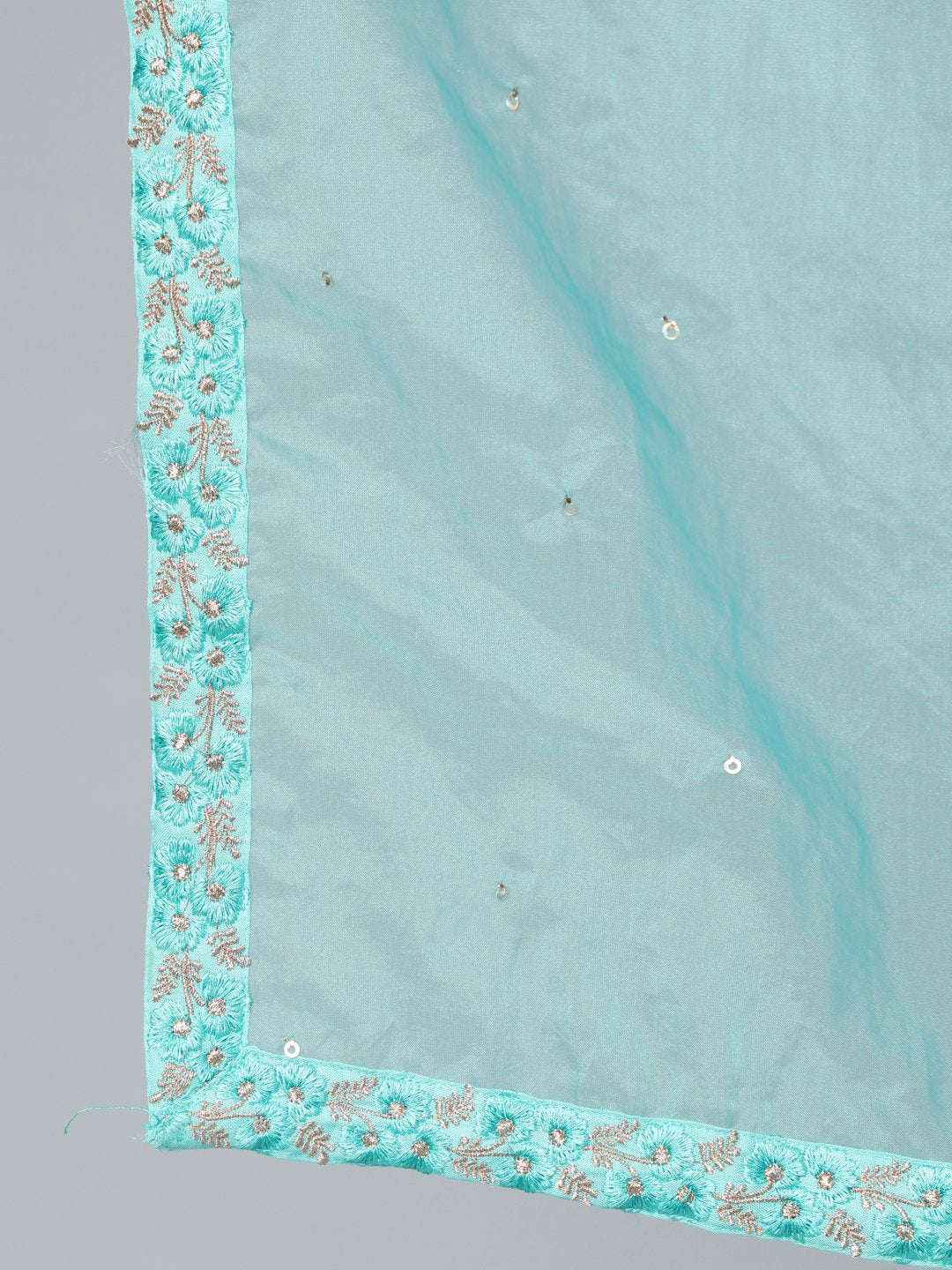 Women Turquoise Blue Sequence Embroidered Straight Kurta Plazzo With Net Dupatta | LASVINI - Redefining Indian Fashion with Elegance