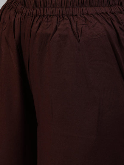 Women Dark Brown Sequence Straight Kurta Plazzo & Net Dupatta | LASVINI - Redefining Indian Fashion with Elegance