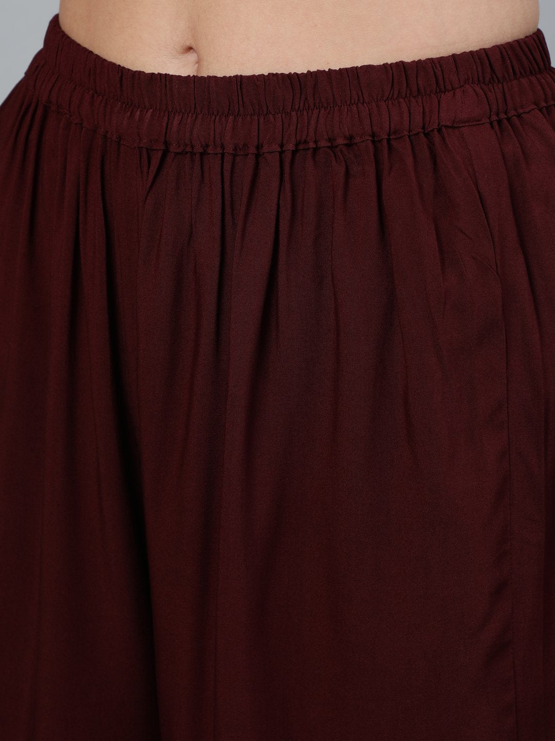 Women Coffee Brown Embroidered Straight Kurta Plazzo & Scalloped Dupatta | LASVINI - Redefining Indian Fashion with Elegance