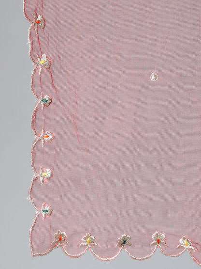 Women Red Embroidered Straight Kurta Plazzo & Scalloped Dupatta | LASVINI - Redefining Indian Fashion with Elegance