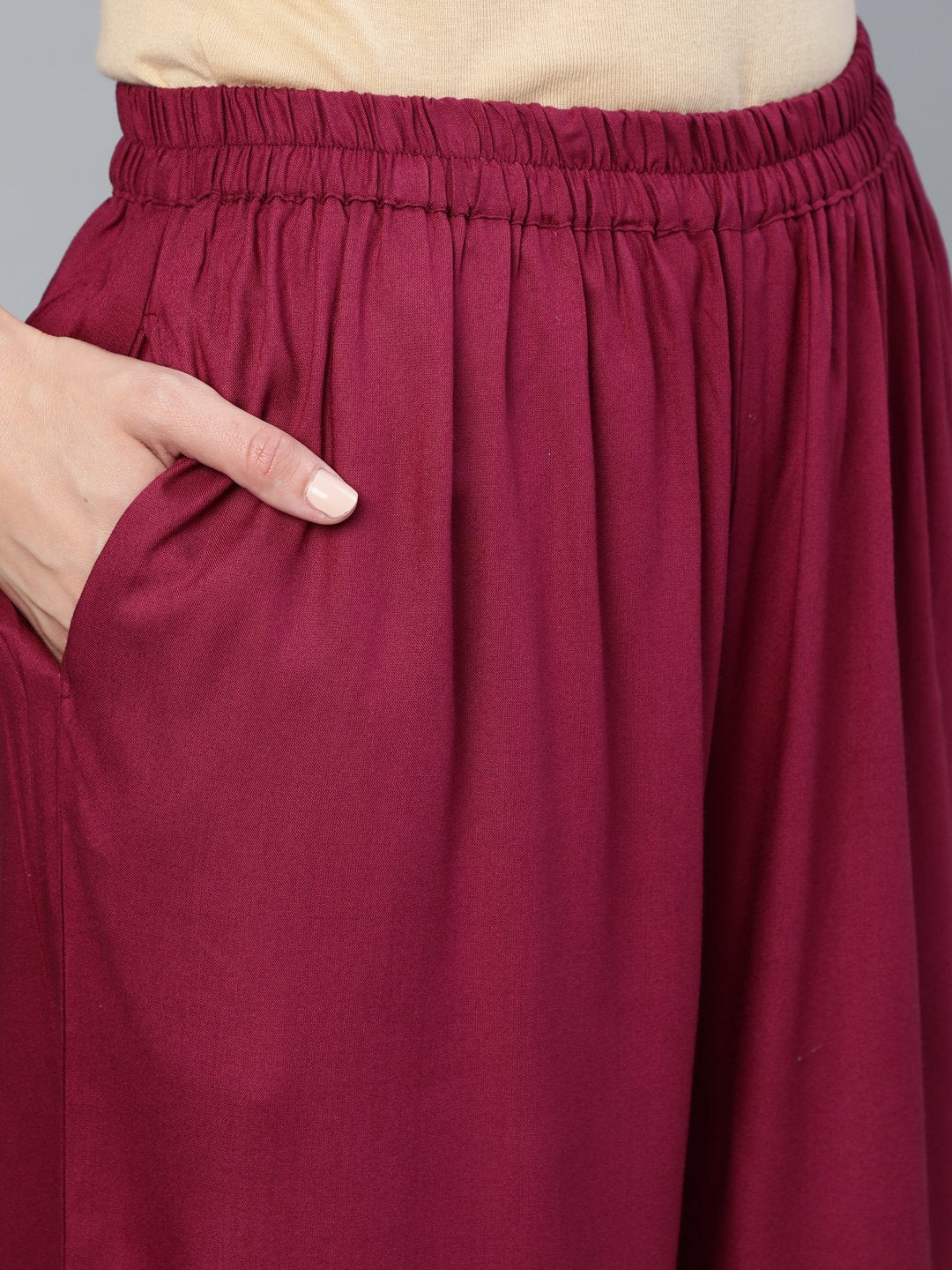 Women Burgundy Embroidered Straight Kurta Plazzo & Organza Dupatta | LASVINI - Redefining Indian Fashion with Elegance