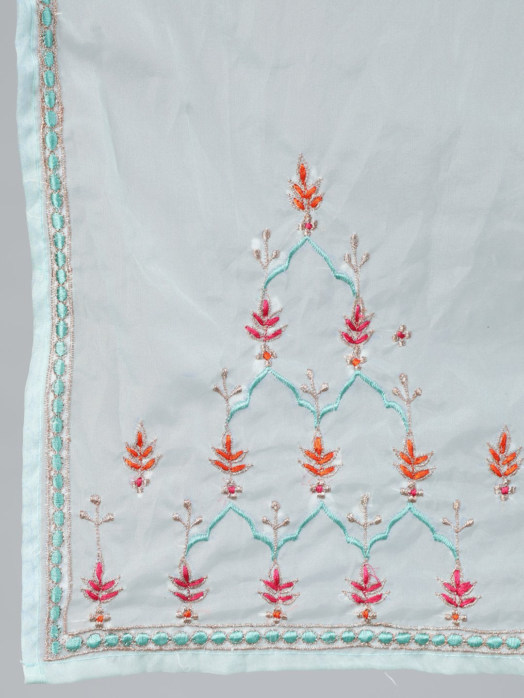 Women Sea Green Straight Embroidered Kurta With Plazzo & Dupatta | LASVINI - Redefining Indian Fashion with Elegance