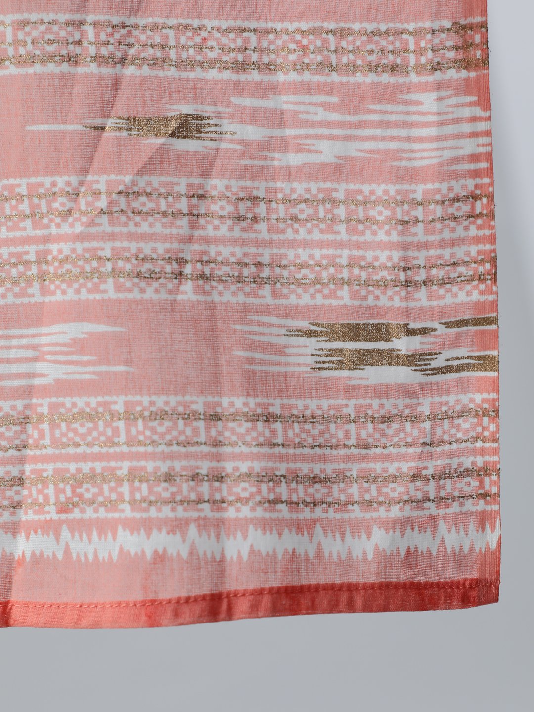 Women Peach & Gold Printed Maternity Dress With Three Quarter Sleeves & Dupatta | LASVINI - Redefining Indian Fashion with Elegance