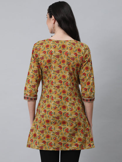 Women Yellow & Red Printed Tunic | LASVINI - Redefining Indian Fashion with Elegance