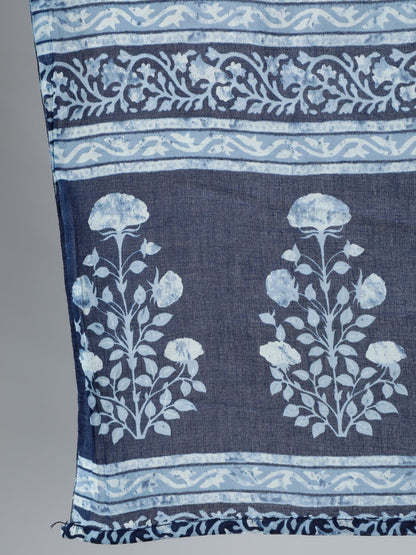 Women Indigo Blue Printed Straight Kurta With Plazo & Dupatta | LASVINI - Redefining Indian Fashion with Elegance