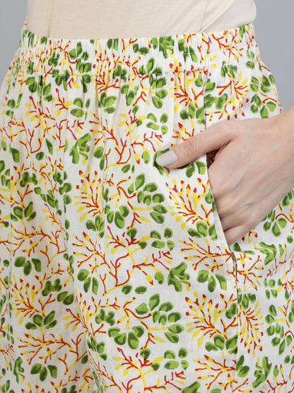 Women Yellow Floral Printed Night Suit | LASVINI - Redefining Indian Fashion with Elegance