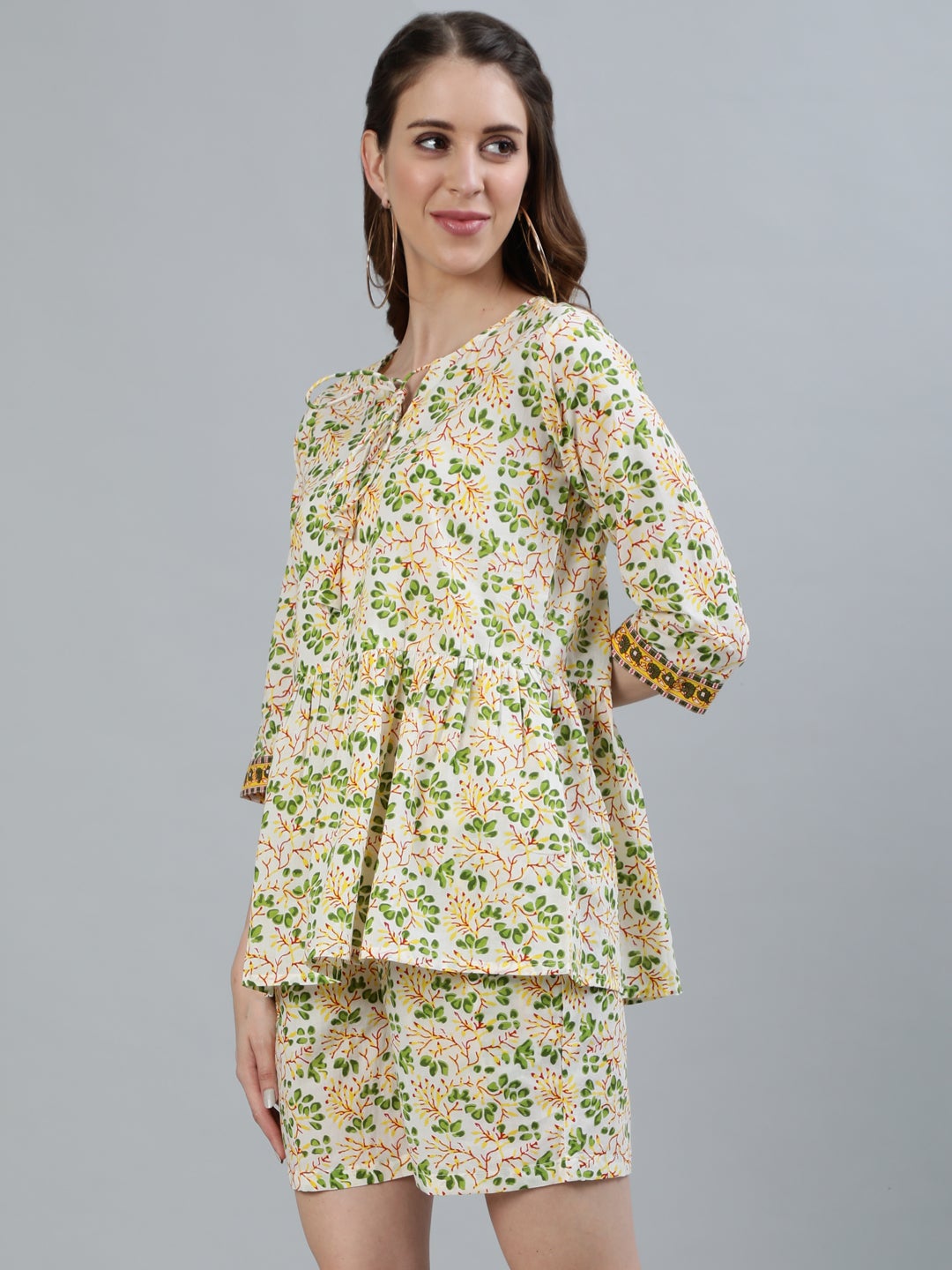 Women Yellow Floral Printed Night Suit | LASVINI - Redefining Indian Fashion with Elegance