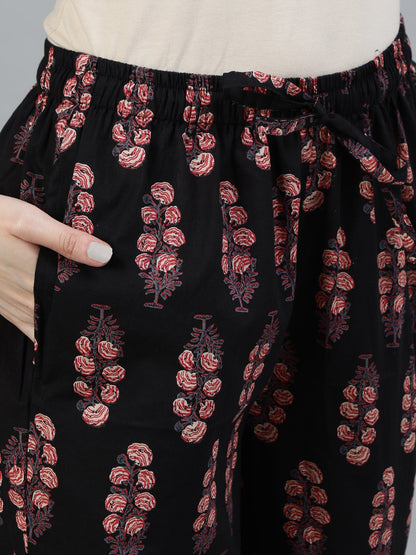 Women Black Printed Night Suit | LASVINI - Redefining Indian Fashion with Elegance