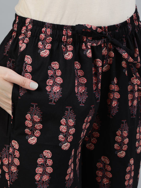 Women Black Printed Night Suit | LASVINI - Redefining Indian Fashion with Elegance