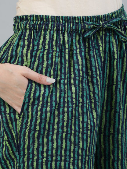 Women Green Printed Night Suit | LASVINI - Redefining Indian Fashion with Elegance