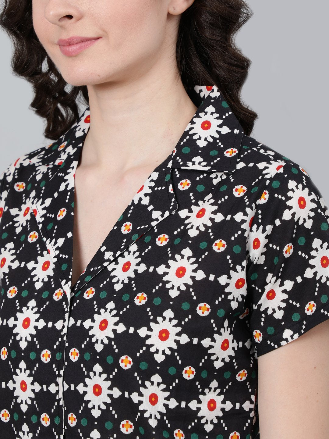 Women Navy Blue Printed Night Suit | LASVINI - Redefining Indian Fashion with Elegance