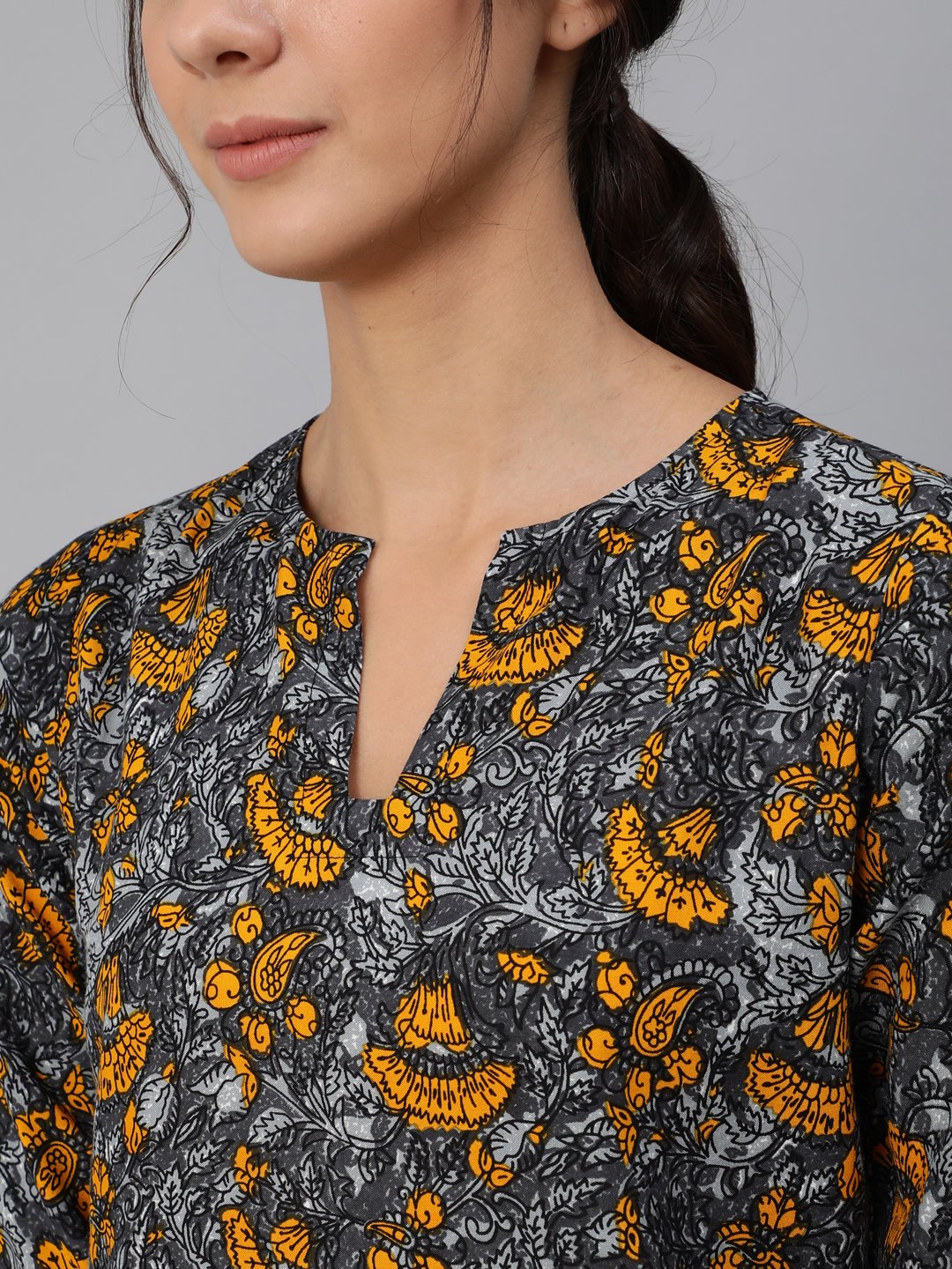 Women Grey Printed Night Suit Set | LASVINI - Redefining Indian Fashion with Elegance