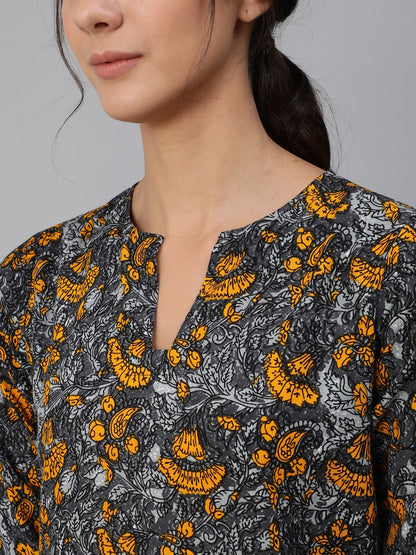 Women Grey Printed Night Suit Set | LASVINI - Redefining Indian Fashion with Elegance