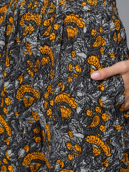 Women Grey Printed Night Suit Set | LASVINI - Redefining Indian Fashion with Elegance